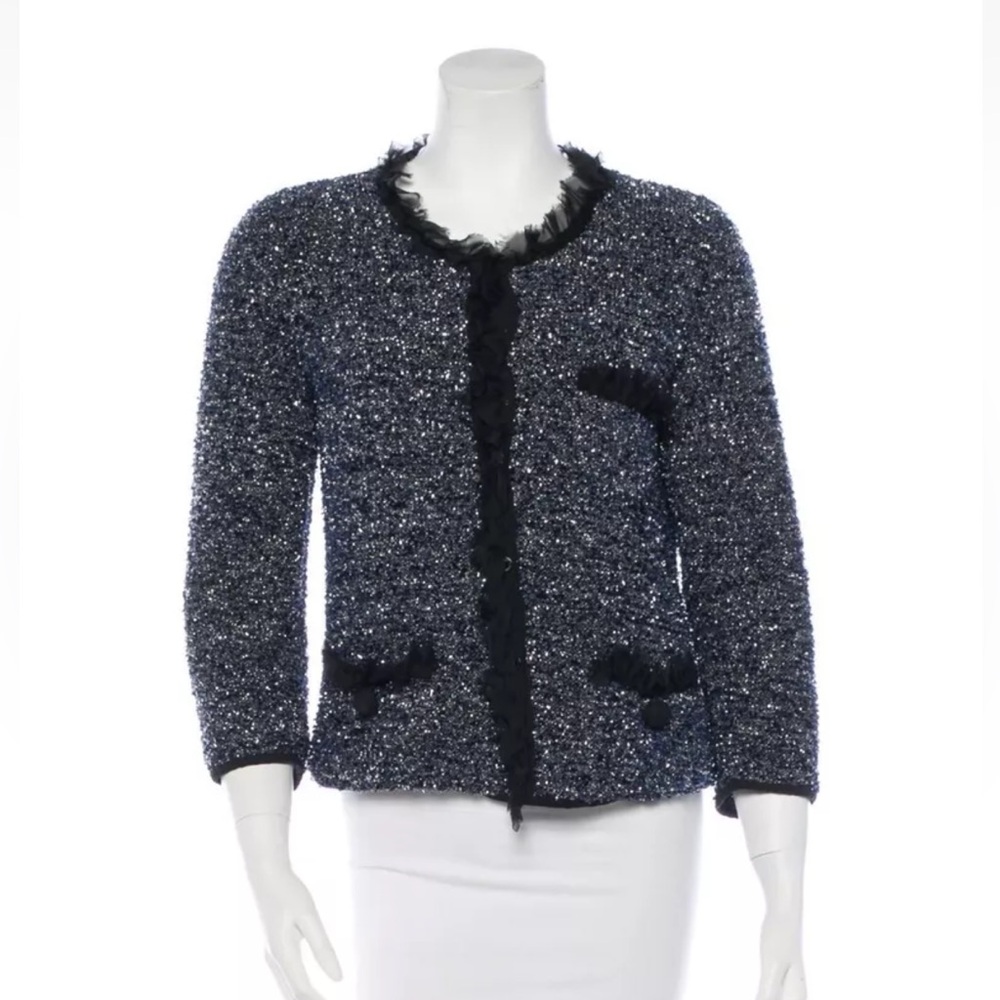 Dolce & Gabbana Metallic Textured Evening Jacket, Size 44, Medium